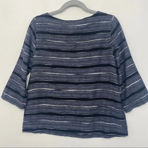 J Jill Pure Textured Striped Blouse Navy Cotton Blend XS - Picture 2 of 6